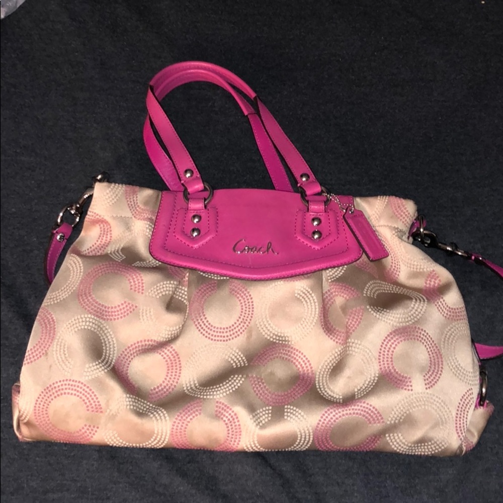 Pink and Tan Coach Bag
